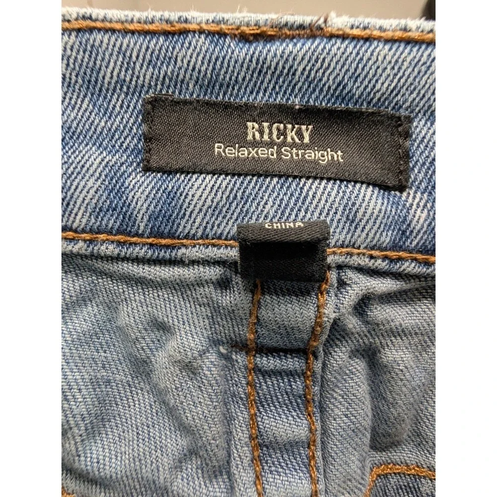 True Religion Ricky Relaxed‎ Straight Jeans Light Wash Denim - Size 34